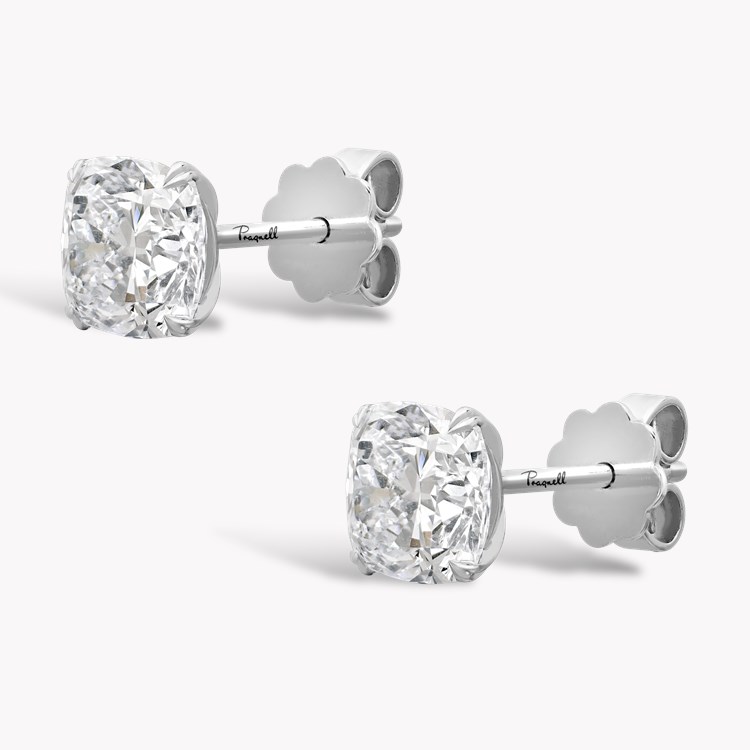 Windsor 4.48ct Cushion Diamond Ear Studs Cushion Cut, Claw Set_2