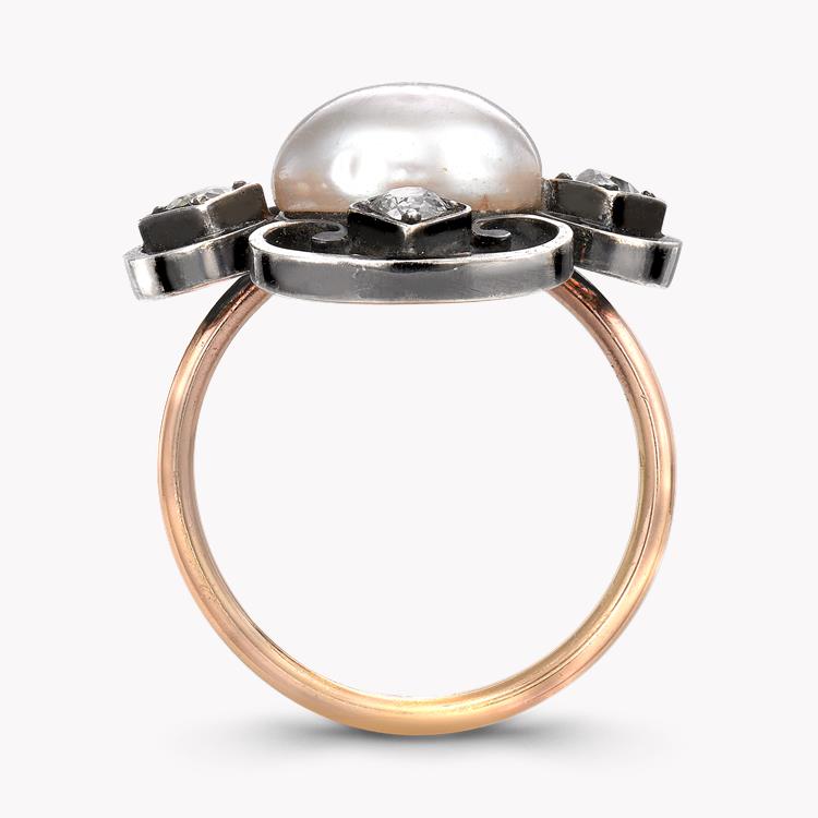 Belle Époque Natural Pearl Ring Natural Pearl Cluster Ring, with Diamond Surround_3