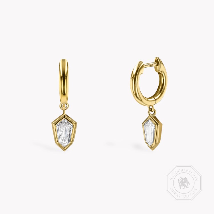 Kite Cut 0.59ct Diamond Drop Earrings Kite Cut, Rubover Set_1