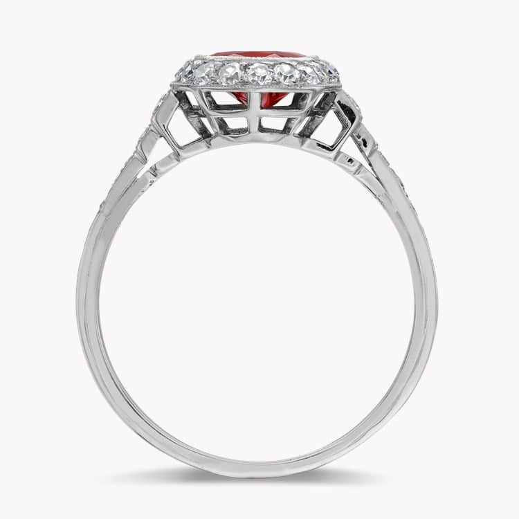 Edwardian 1.87ct Burma Ruby and Diamond Cluster Ring Oval Cut, Millegrain Set_3