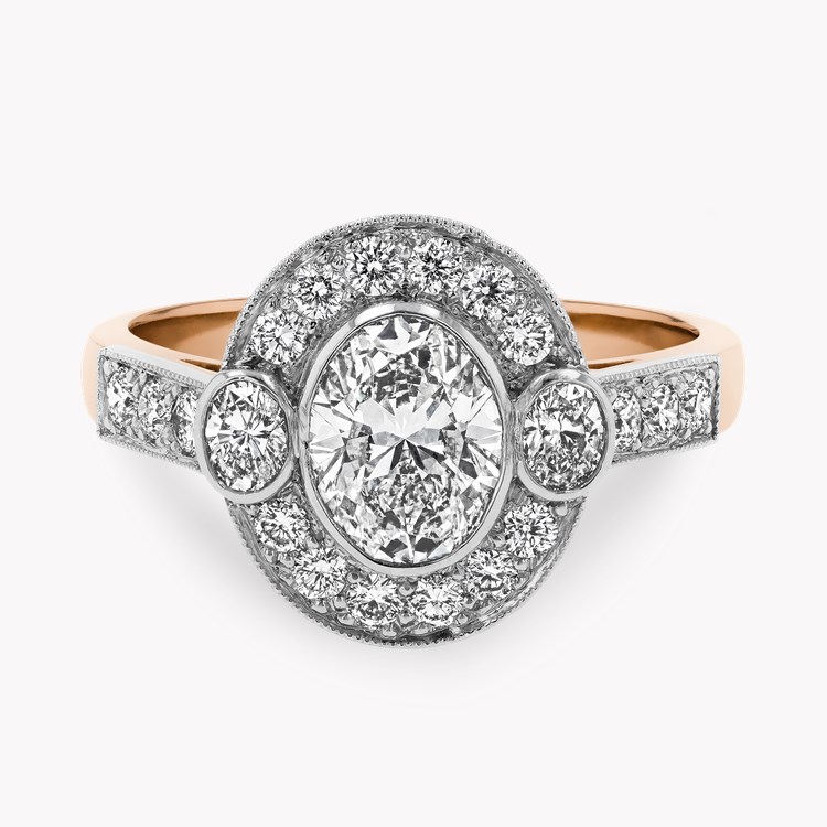 Oval Cut 0.96ct Diamond Cluster Ring Oval Cut, Millegrain Set_2