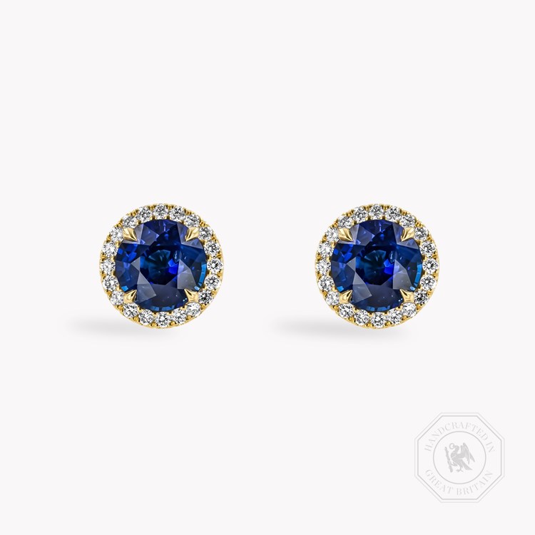 Brilliant Cut 3.01ct Sri Lankan Sapphire and Diamond Earrings Brilliant cut, Claw set_1