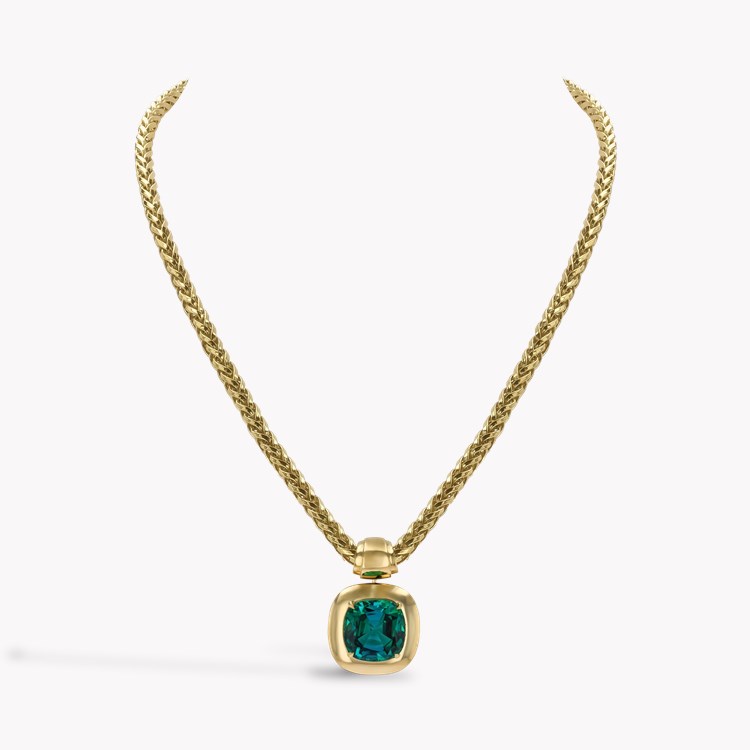 Masterpiece Portrait Setting 15.46ct Nigerian Tourmaline Pendant Cushion Modern Cut, Rubover Set_2