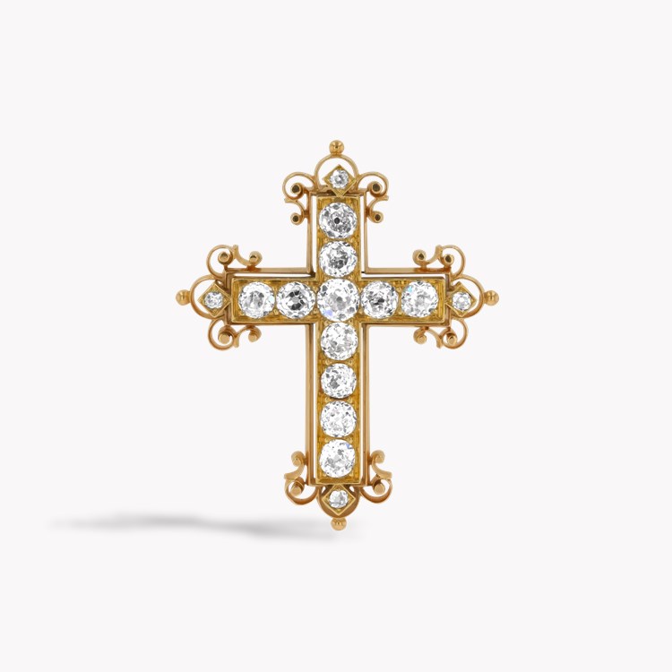 Victorian Old Cut 3.60ct Diamond Cross Brooch