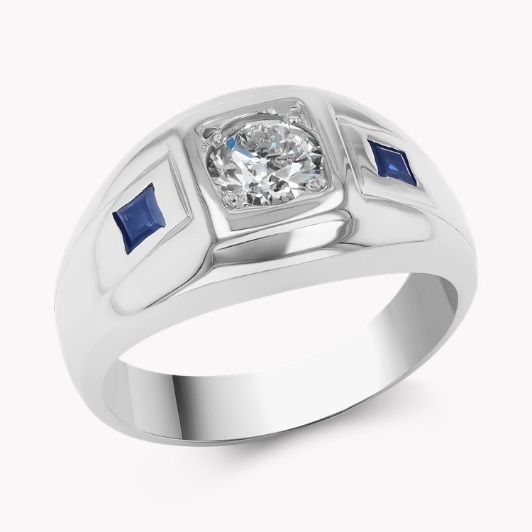 Art Deco Old European Cut Diamond and Sapphire Ring Old European Cut, Claw Set_1