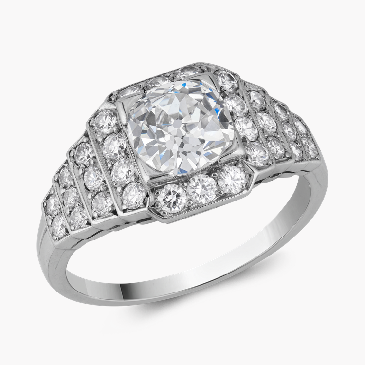 Old Cut 1.25ct Natural Diamond Cluster Ring Old Mine Cut, Claw Set_1