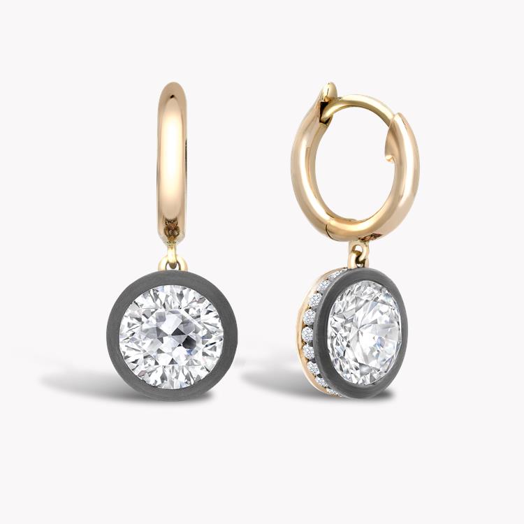 Diamond Drop Hoop Earrings 2.81CT in Rose Gold & Silver Brilliant Cut Diamonds, with Rose Gold Hoops_1