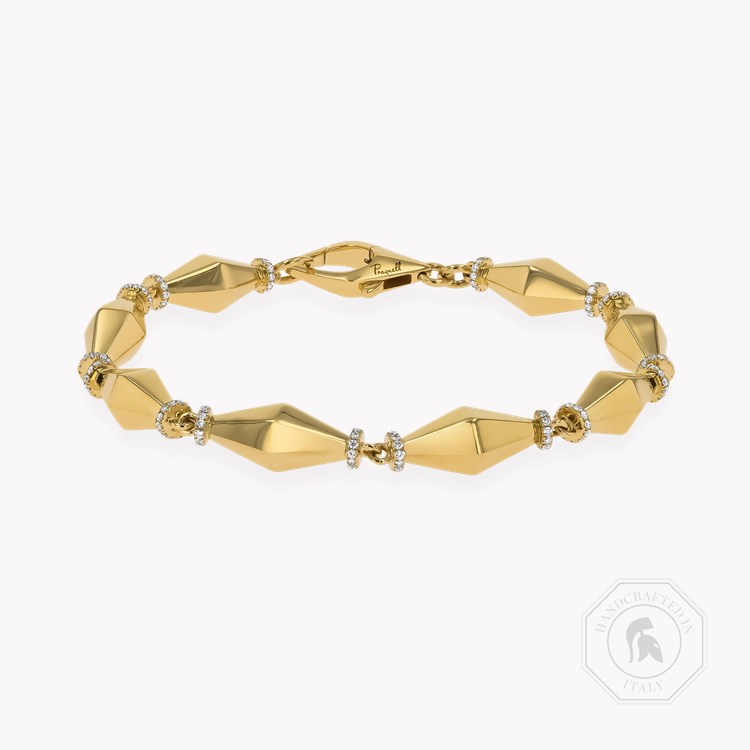 Cleopatra 0.75ct Diamond Gold Faceted Barrel Link Bracelet   in 18ct Yellow Gold