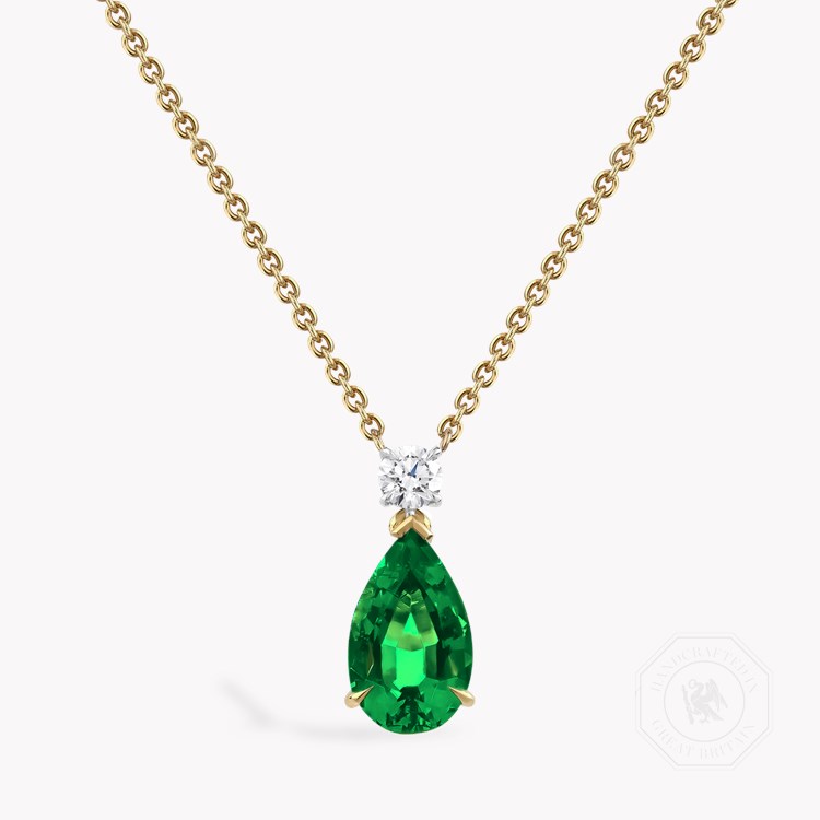 Pear Shaped 1.11ct Emerald and Diamond Pendant Pear Shaped, Claw Set_1