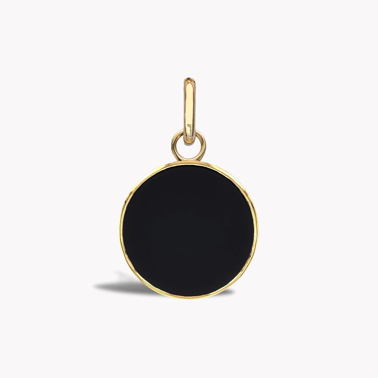 Constellation Diamond and Black Onyx Capricorn Pendant Charm Brilliant Cut, Rubover Set_2
