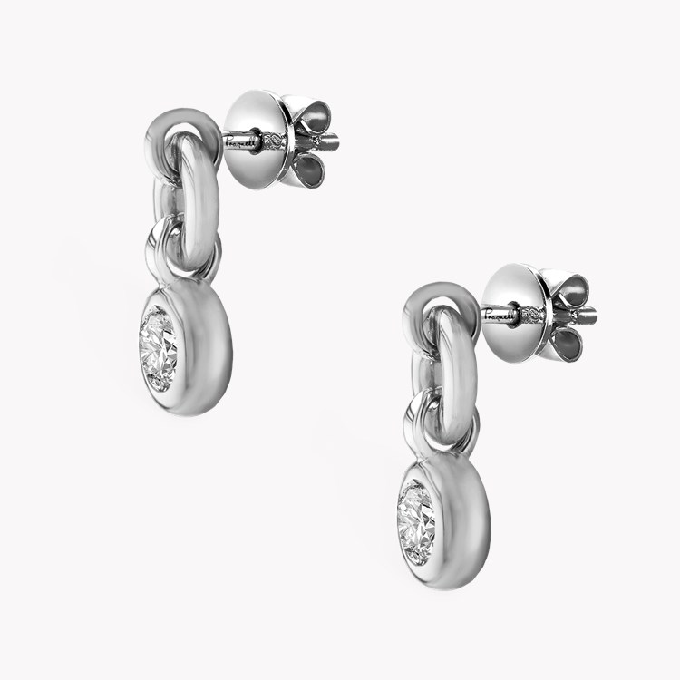 RockChain Two Stone Diamond Drop Earrings Brilliant Cut, Rubover Set_2