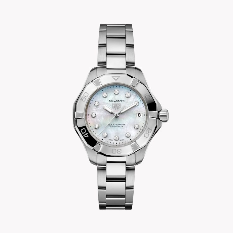 Tag Heuer Aquaracer Professional 200 Solargraph 34mm, Mother of Pearl Dial, Diamond Numerals_1