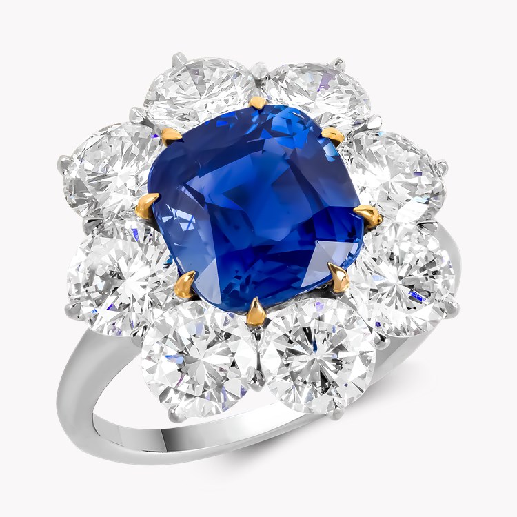 Antique Cushion Cut 3.669ct Kashmir Sapphire and Diamond Ring Antique Cushion Cut, Claw Set_1