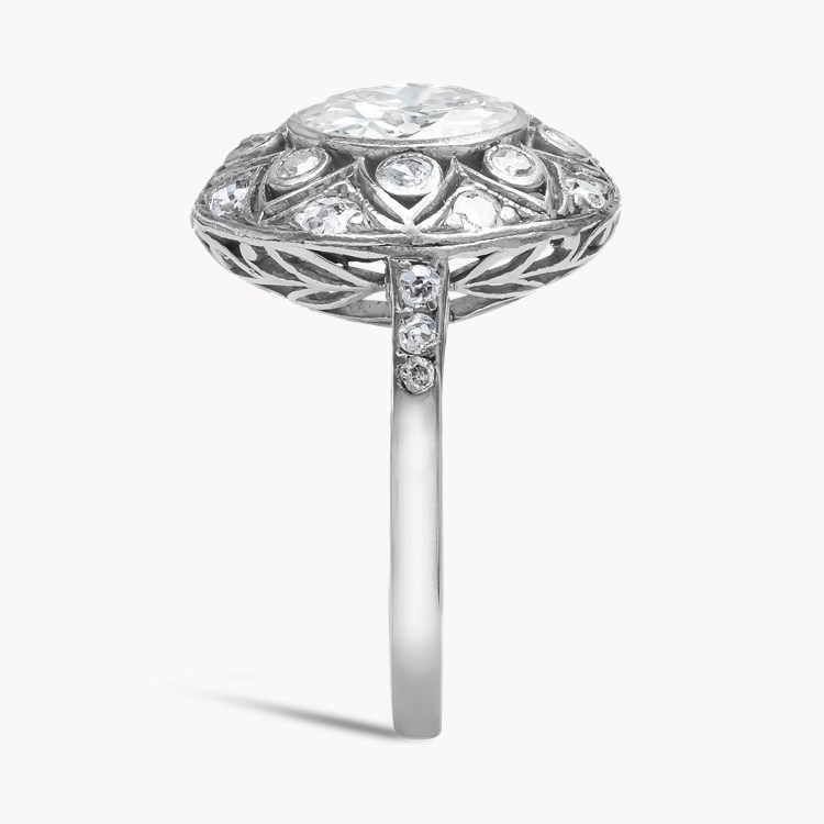 Edwardian Old Cut Diamond Openwork Cluster Ring Old Cut, Rubover Set_4
