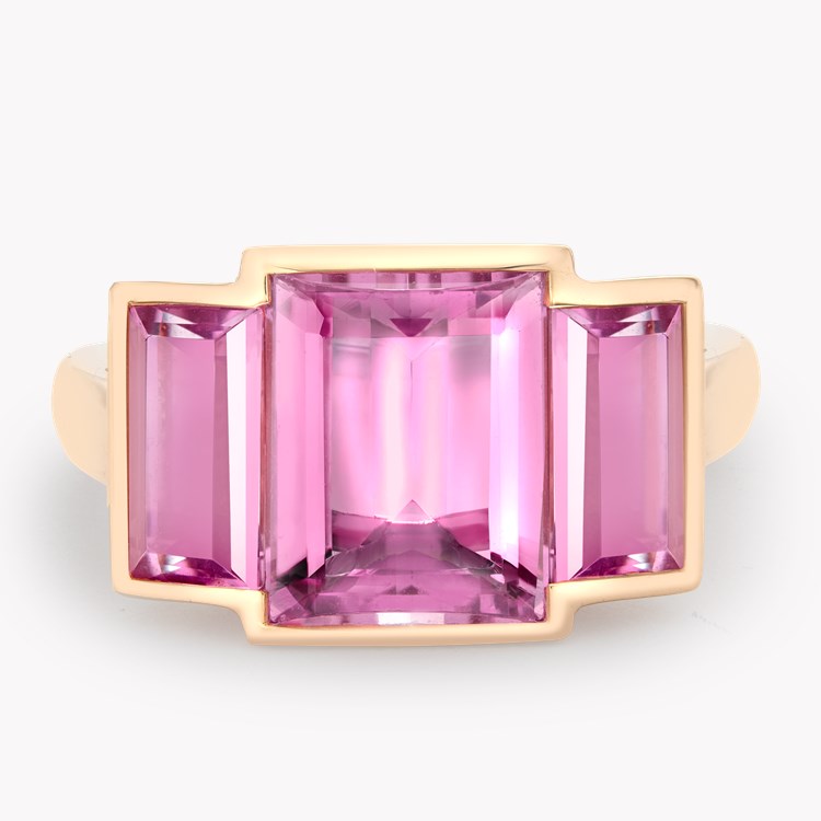 Kingdom Pink Tourmaline Ring Baguette Cut, Rubover Set_2