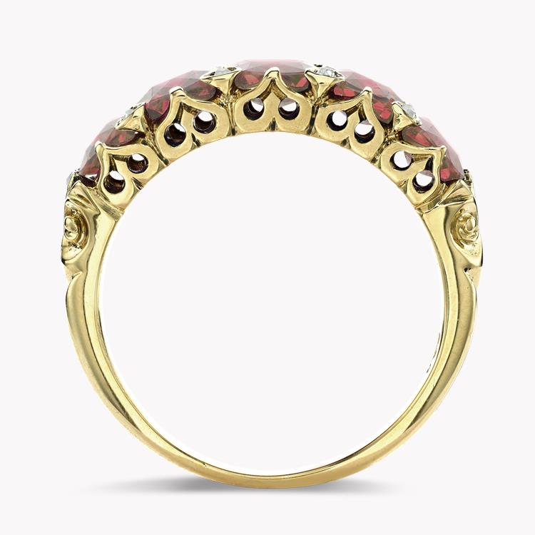 Victorian Five Stone Burmese Ruby Ring Cushion Cut, Claw Set_3