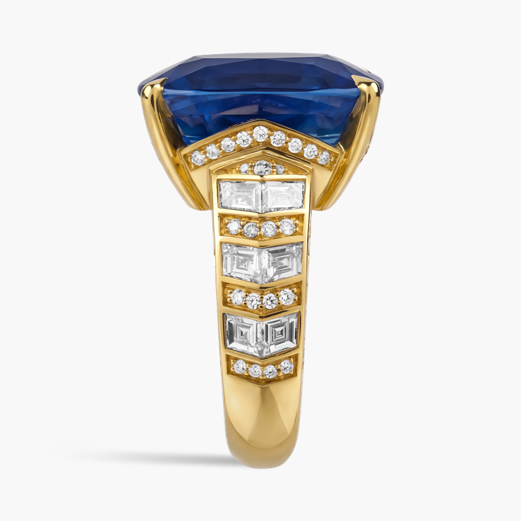 Masterpiece Chevron 17.044ct Sri Lankan Sapphire and Diamond Ring Antique Cushion Cut, Claw Set_4