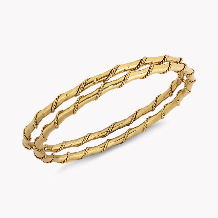 1950s Cartier Gold Rope Twist Slim Bangles _2