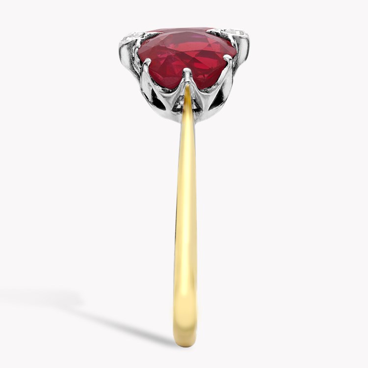 Victorian 5.22ct Burmese Ruby and Diamond Seven Stone Ring Cushion Antique Cut, Claw Set_4