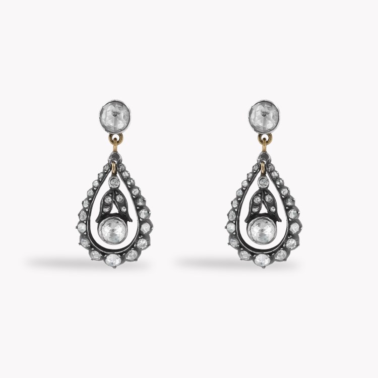 Rose Cut Diamond Drop Earrings Rose Cut, Rubover Set_1
