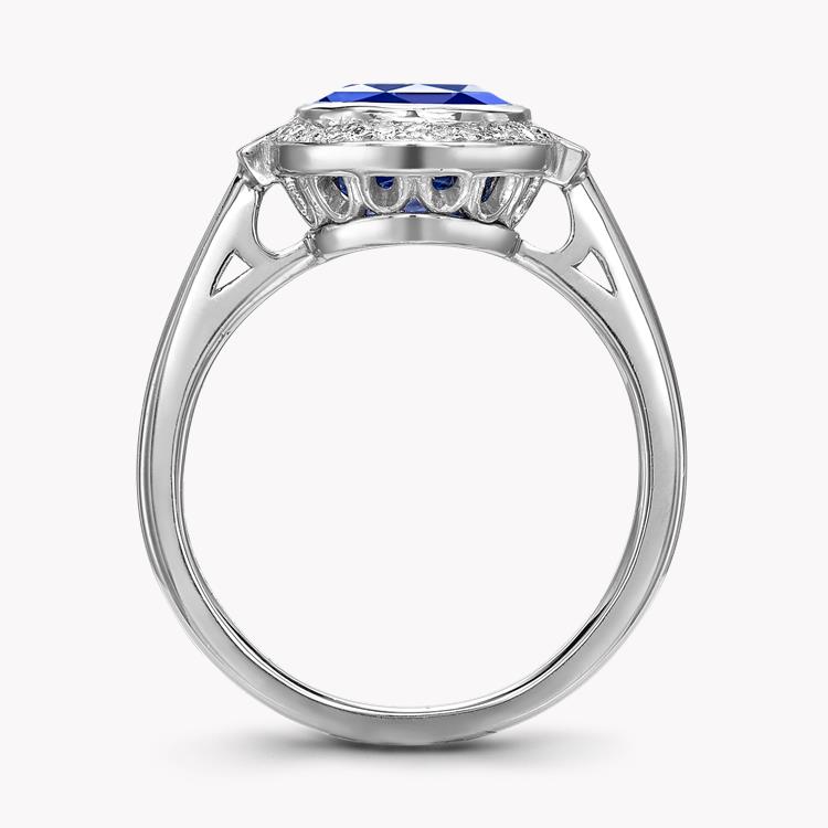 Oval Cut Blue Sapphire Ring 4.09CT in Platinum Cluster Ring with Brilliant Shoulders_3