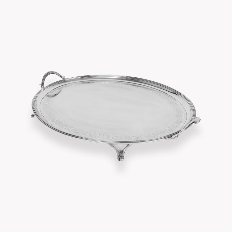 Silver Oval Two Handle Tray Hallmarked London_2