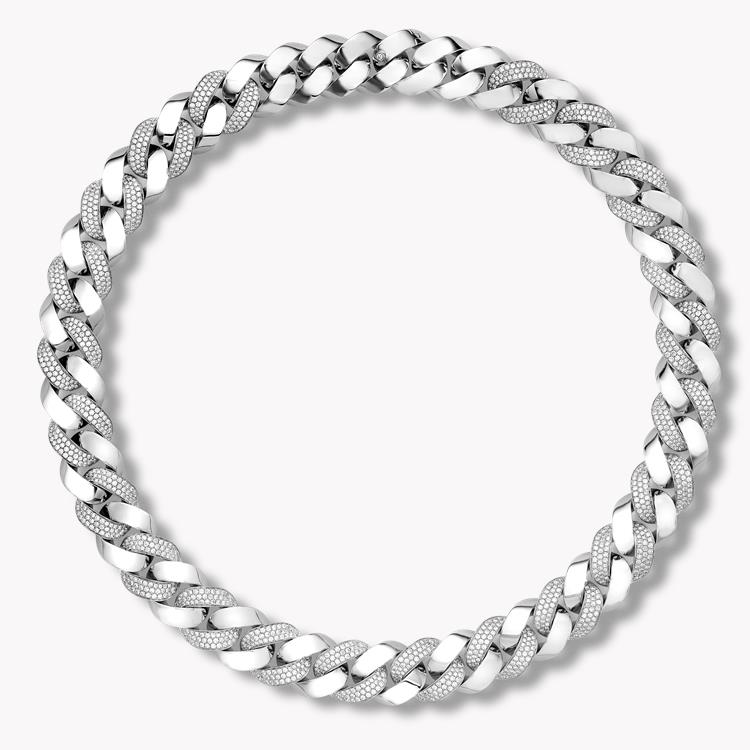Cuba Small Chain Diamond Necklace 10.45CT in White Gold Brilliant Cut, Pavé Set_2