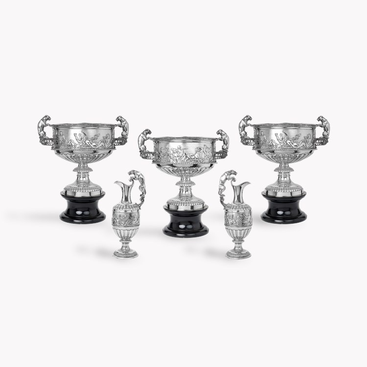 Victorian Silver Five Piece Bowl and Jug Suite Hallmarked Birmingham_1