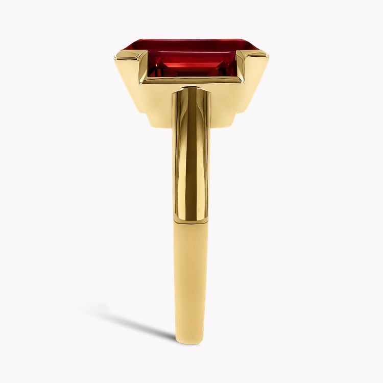 Kingdom Red Spinel Three Stone Ring Emerald Cut, Rubover Set_4