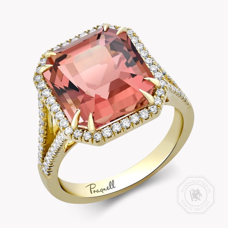 Pink Tourmaline and Diamond Dress Ring Trap Cut, Claw Set_1
