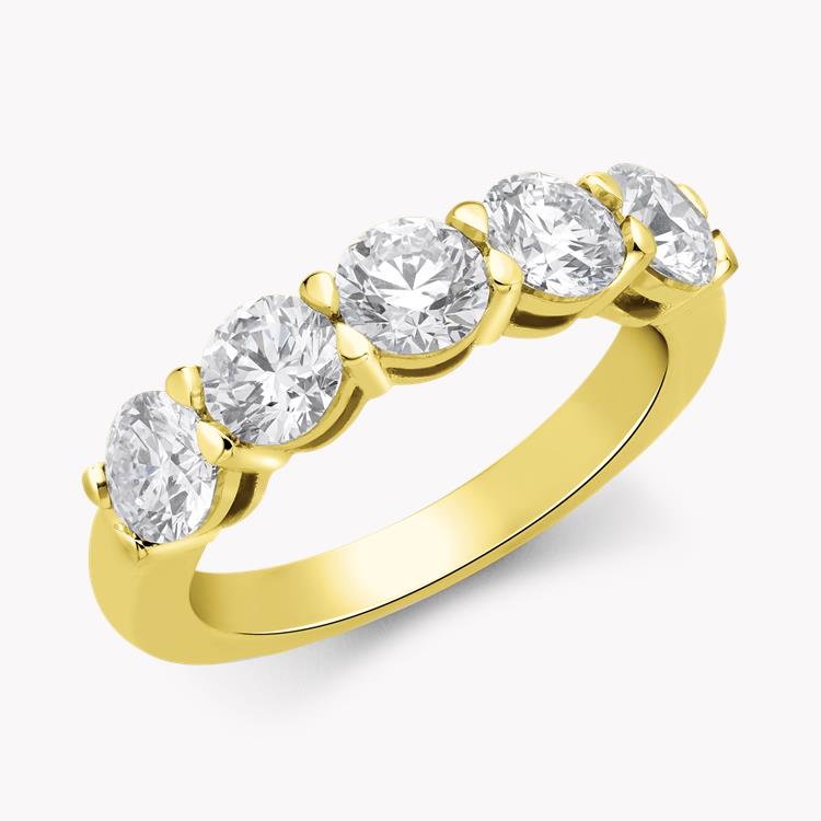 Five Stone Diamond Ring  2.00CT in Yellow Gold Round Brilliant, Claw Set_1