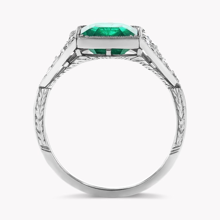 Edwardian Octagonal Cut 1.80ct Emerald and Diamond Ring Octagonal Cut, Claw Set_3