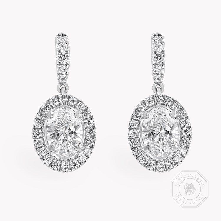 Celestial 1.40ct Oval Cut Diamond Cluster Drop Earrings Oval & Brilliant Cut, Claw Set_1