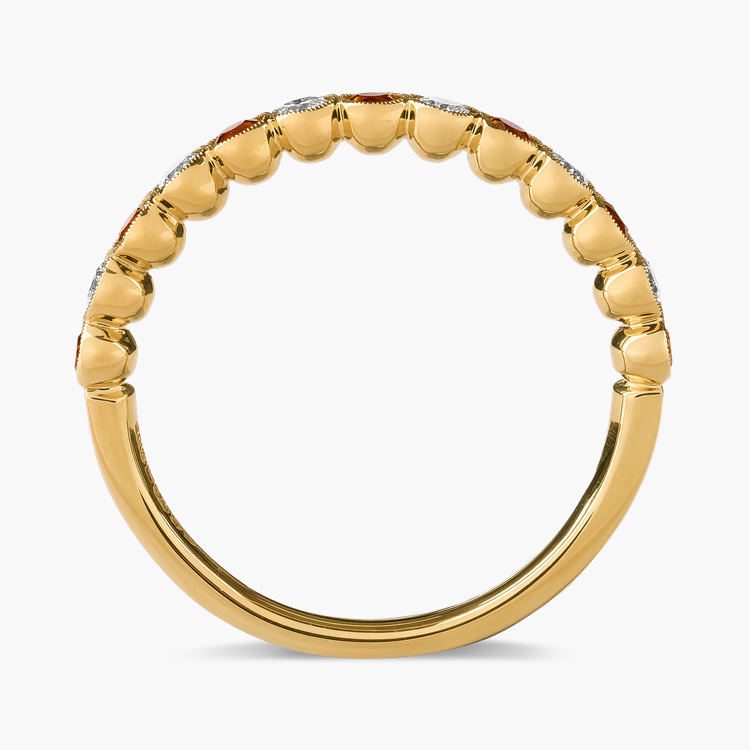 Brilliant Cut 0.31ct Garnet and Diamond Half Eternity Ring Brilliant Cut, Millegrain Set_3