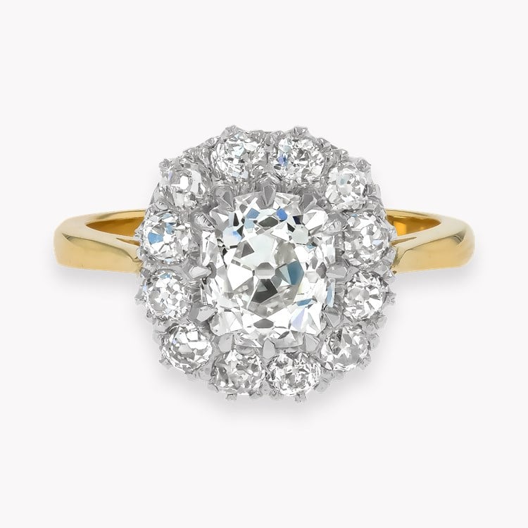 Coronet Old Cut 1.585ct Diamond Cluster Ring Old Cut, Claw Set_2