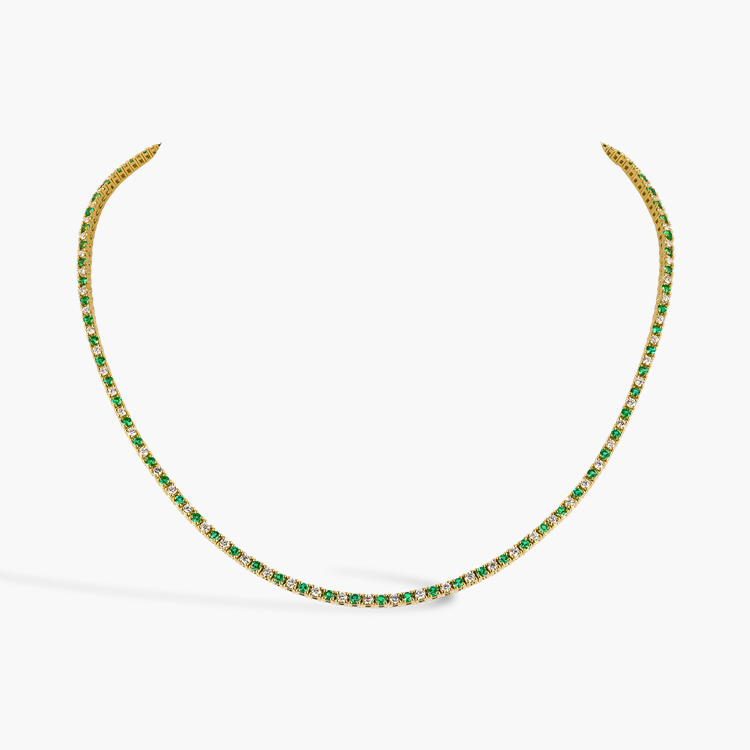 Brilliant Cut 2.61ct Emerald and Diamond Line Necklace Brilliant cut, Claw set_1