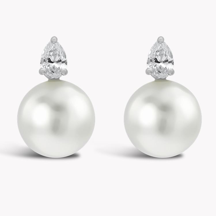 South Sea Pearl Earrings in 18CT White Gold 11 - 12mm Stud Earrings with 0.74CT Diamonds_1
