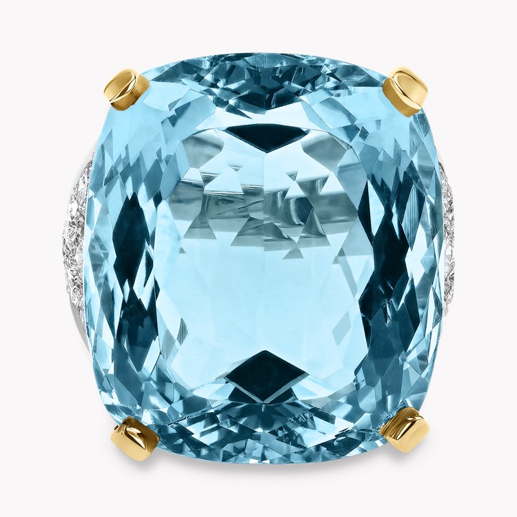 Cushion Cut  33.20ct Aquamarine and Diamond Solitaire Ring Cushion Cut, Claw Set_2