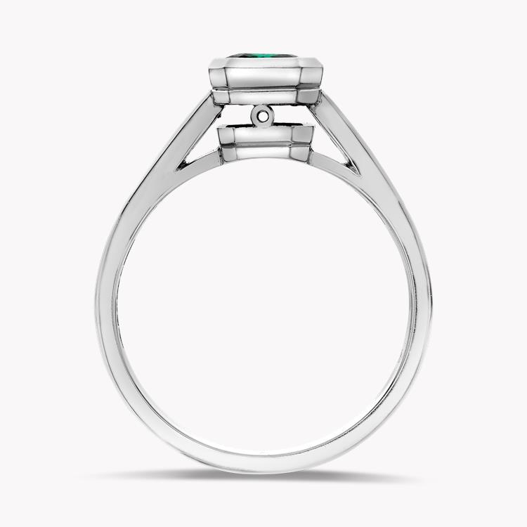 Trap Cut 0.77ct Emerald and Diamond Ring Trap Cut, Rubover Set_3