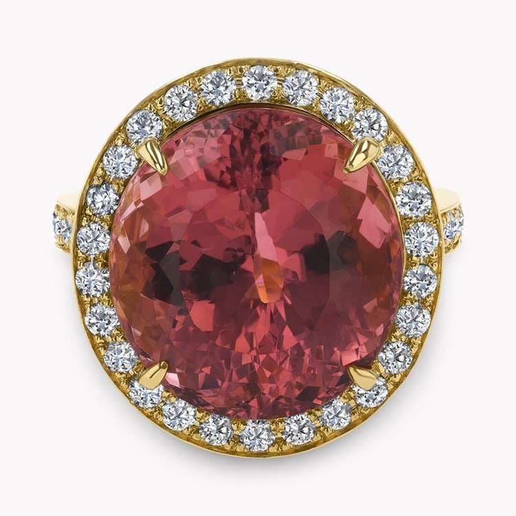 Cushion Cut 12.86ct Pink Tourmaline and Diamond Ring Cushion Cut, Claw Set_2