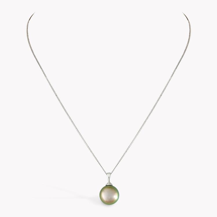 Tahitian Pearl Pendant 10 - 11mm in 18CT White Gold Tear Drop Pearl with Gold Chain_2