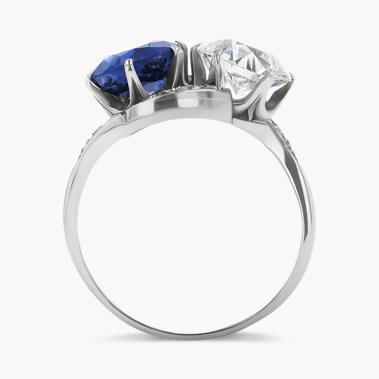 Edwardian Cushion Cut 2.28ct Sapphire and Diamond Ring Cushion Cut, Claw Set_3
