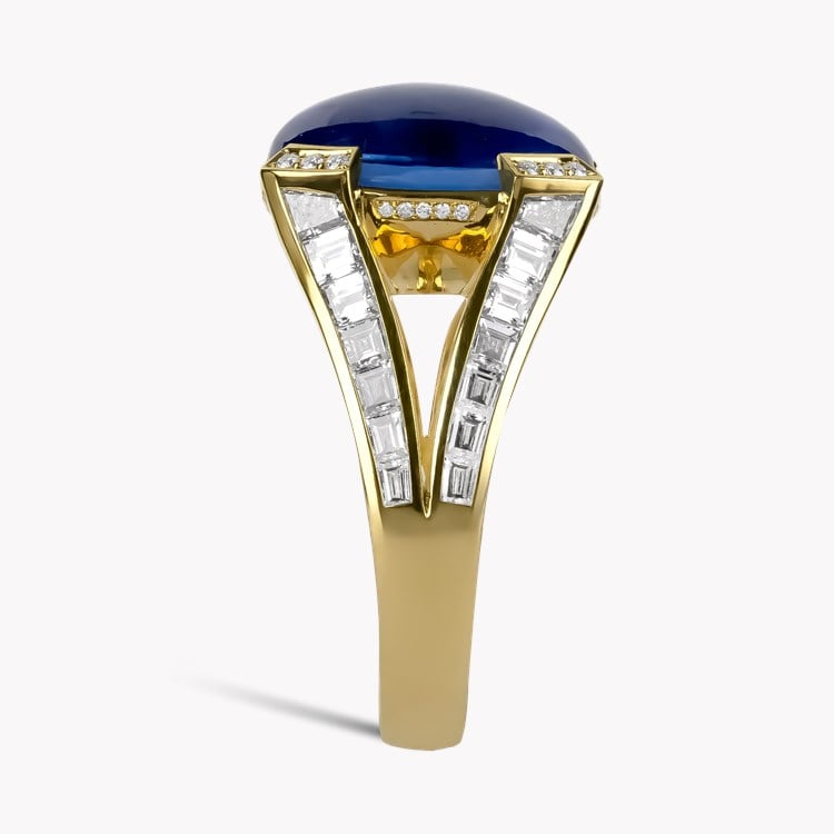 Masterpiece Cabochon Cut 11.60ct Sri Lankan Star Sapphire and Diamond Ring Cabochon, Calibre & Brilliant Cut, Claw & Channel Set_4