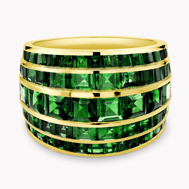 Manhattan Collection Five Row Emerald Ring  5.08ct in 18ct Yellow Gold French & Carré Cut, Rubover Set_2
