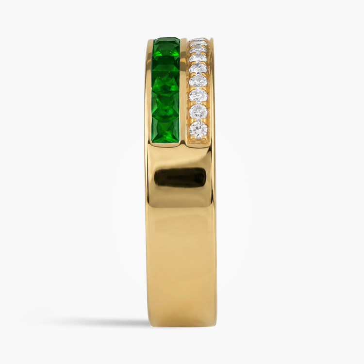 Princess Cut 0.75ct Tsavorite Garnet and Diamond Half Eternity Ring Princess & Brilliant Cut, Channel Set_4