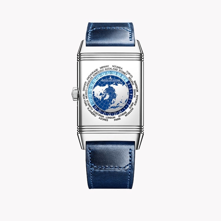 Jaeger-LeCoultre Reverso Tribute Geographic 29.9mm, Blue Dial, Baton Numerals_2