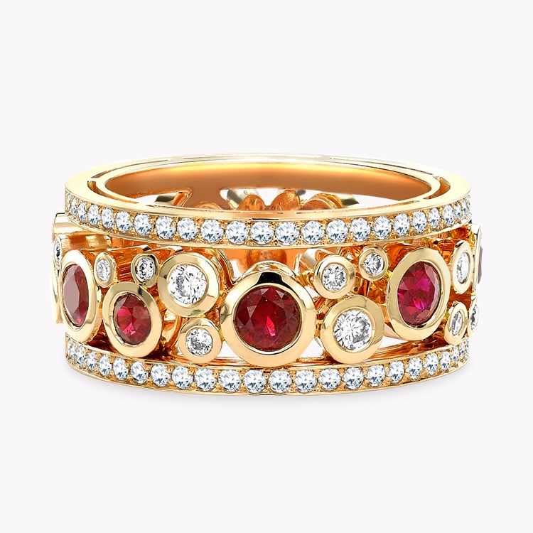 Bubbles Ruby and Diamond Dress Ring 1.50CT in Rose Gold Brilliant Cut, Rubover Set_1