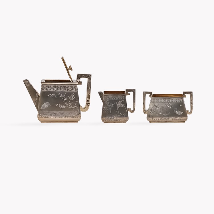 Silver Queen Victoria Gilded Tea Set Hallmarked London_3