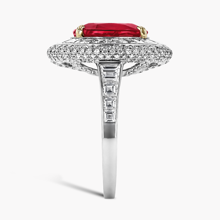 Masterpiece 4.13ct Burmese Ruby and Diamond Cluster Ring Oval Cut, Claw Set_4