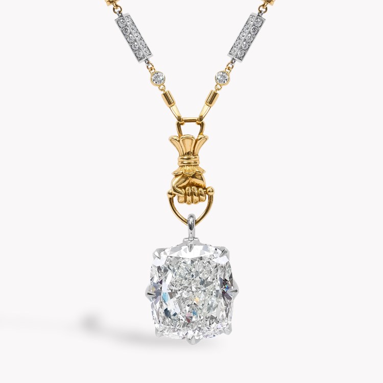 Masterpiece 32.34ct South African Diamond Figa Fortune Pendant Cushion Cut, Claw Set_1